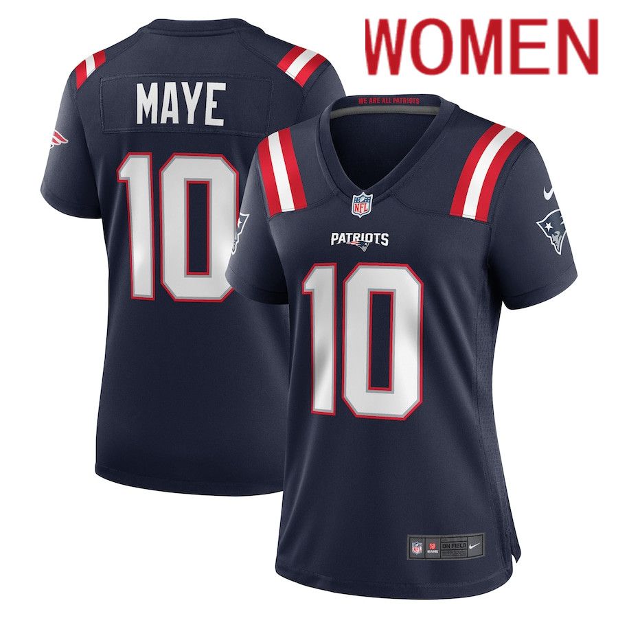 Women New England Patriots #10 Drake Maye Nike Navy 2024 NFL Draft First Round Pick Player Game Jersey